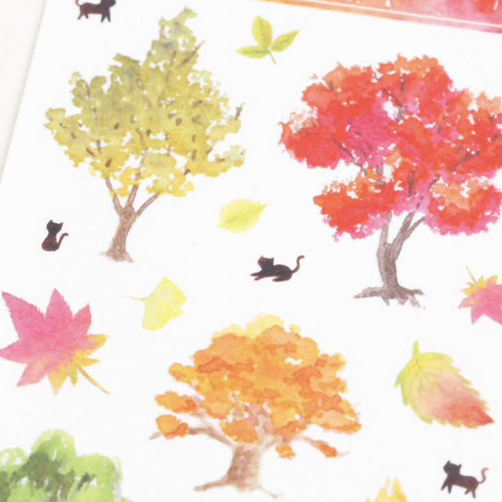close up of fall tree stickers