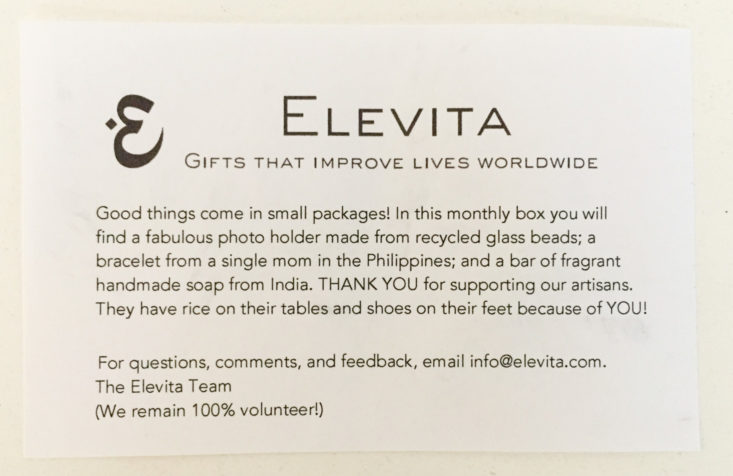 elevita october 2017 Fair Trade Subscription Box