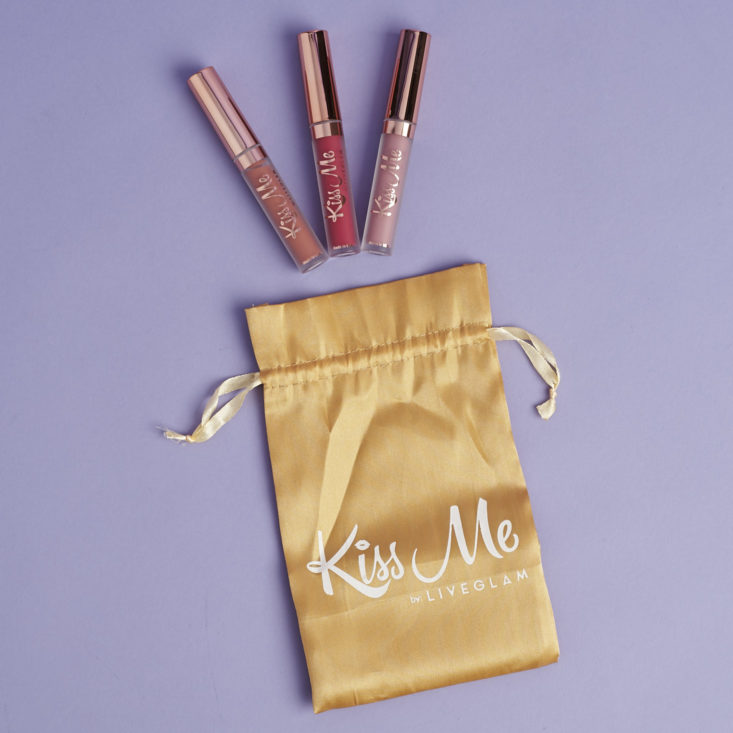 KissMe pouch with lipsticks spilling out