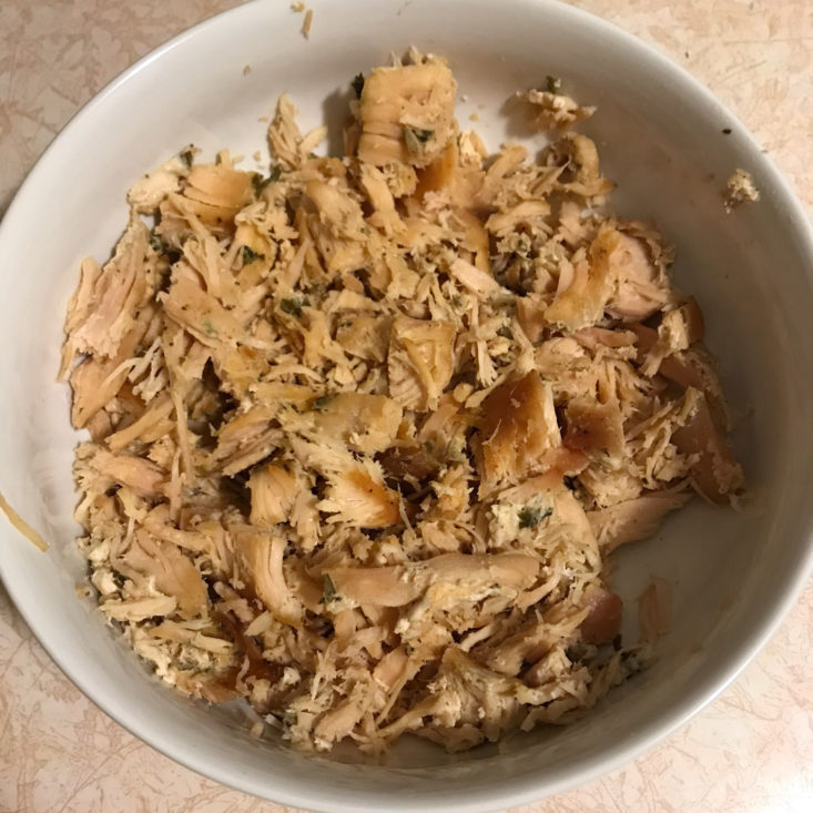 shredded chicken in bowl
