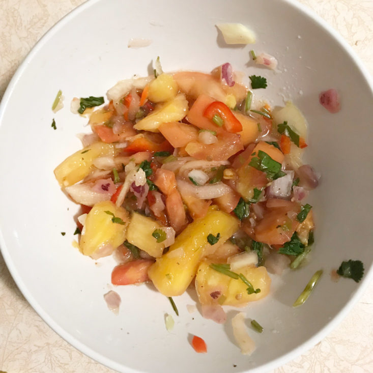 pineapple salsa mixed in bowl