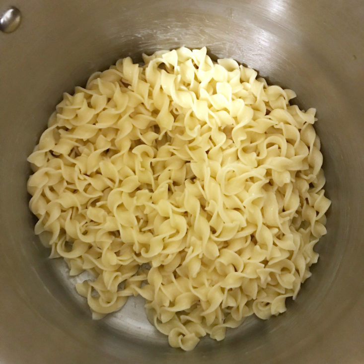 egg noodles in pot