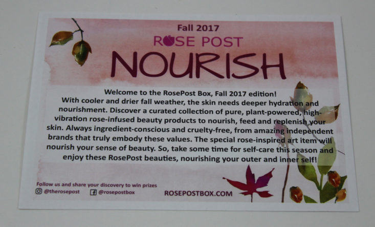 RosePost Box Fall 2017 Booklet Front