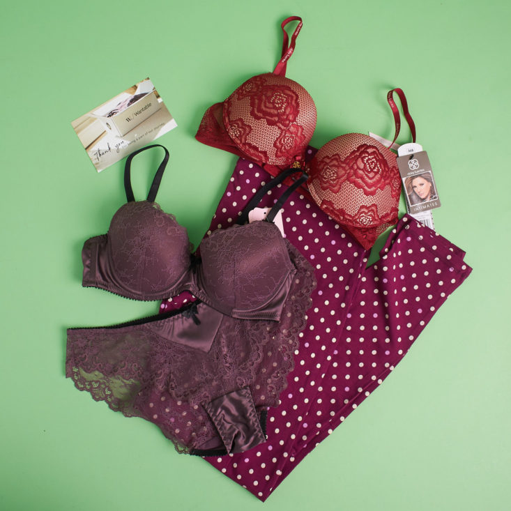 all of the items inside a november 2017 wantable intimates subscription order