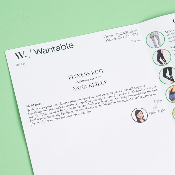 wantable invoice stylist message