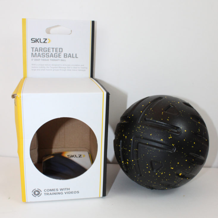 SKLZ Targeted Massage Ball 5” next to the box