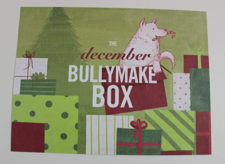 Bullymake Box December 2017 Booklet Front