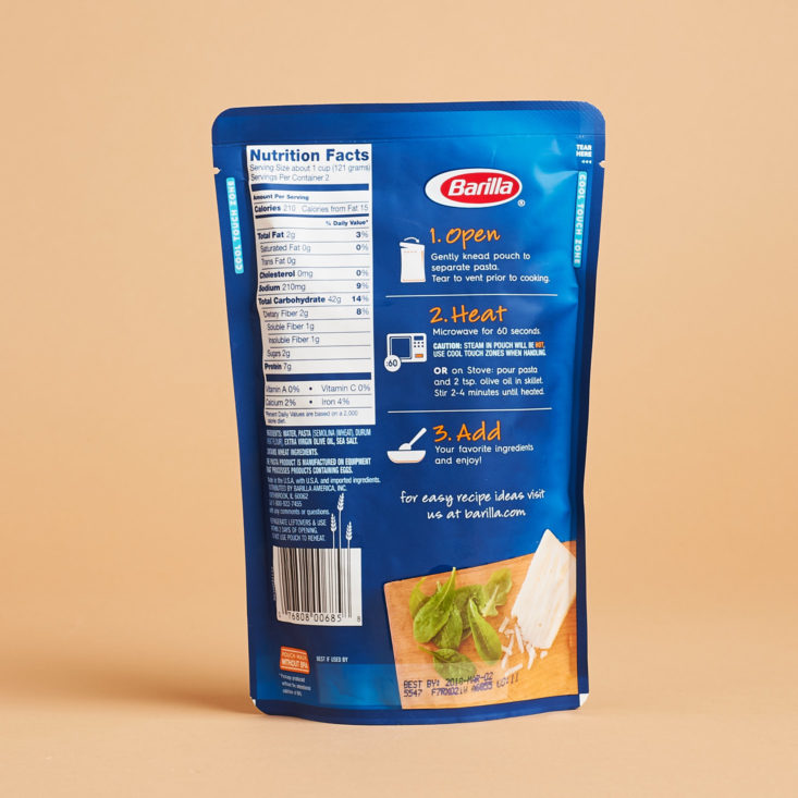 Barilla Ready Pasta Gemelli Nutrition Facts