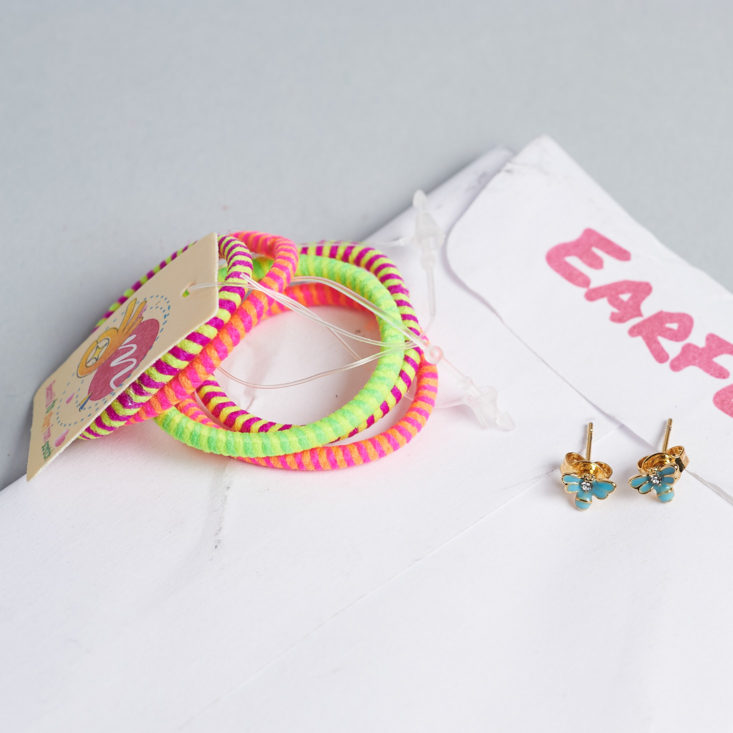 hair ties and butterfly earrings from the november earfleek package