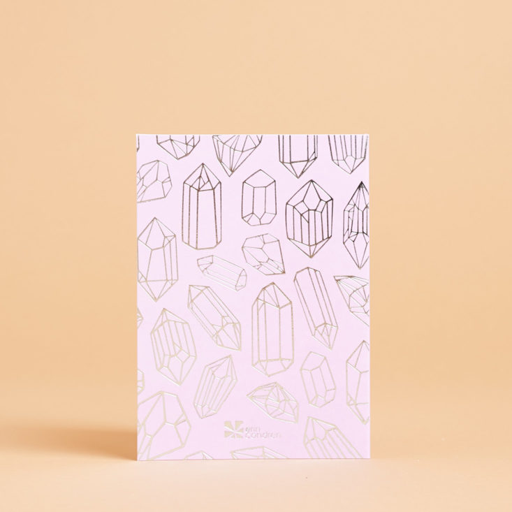 metallic lilac and silver greeting card with crystal design
