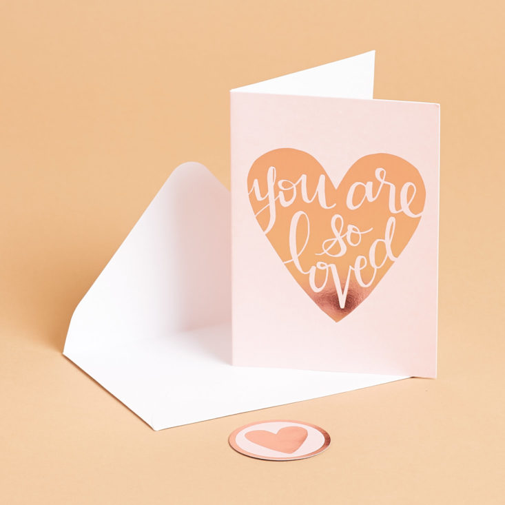 heart print gold metallic and pink greeting card