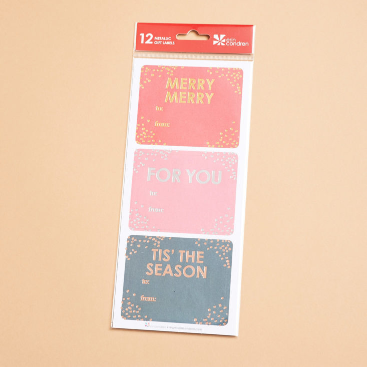 rose, pink, and periwinkle holiday gift tags
