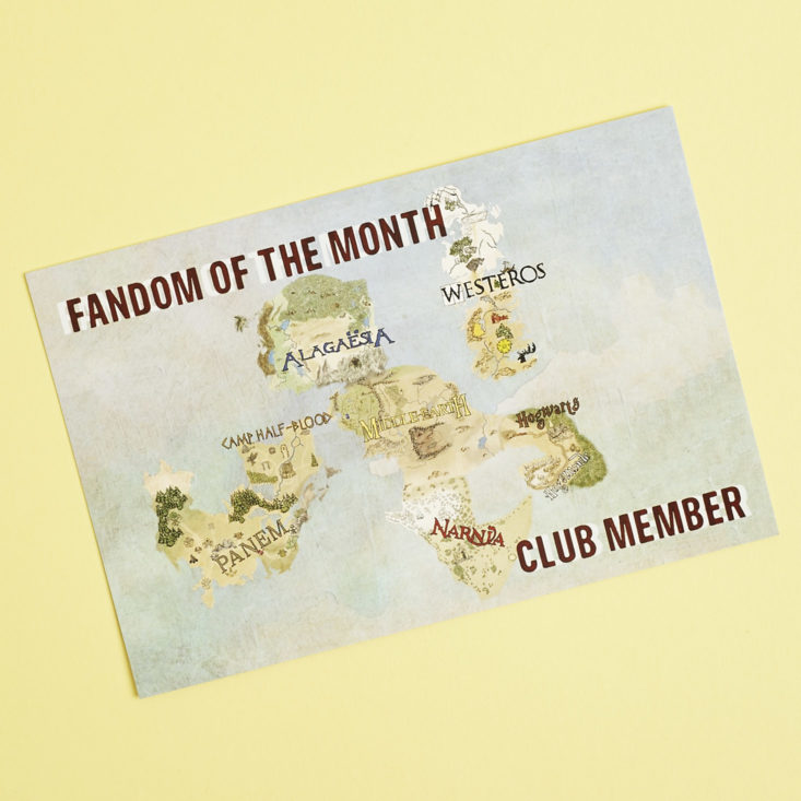 Info Card for Fandom of the Month Club November 2017