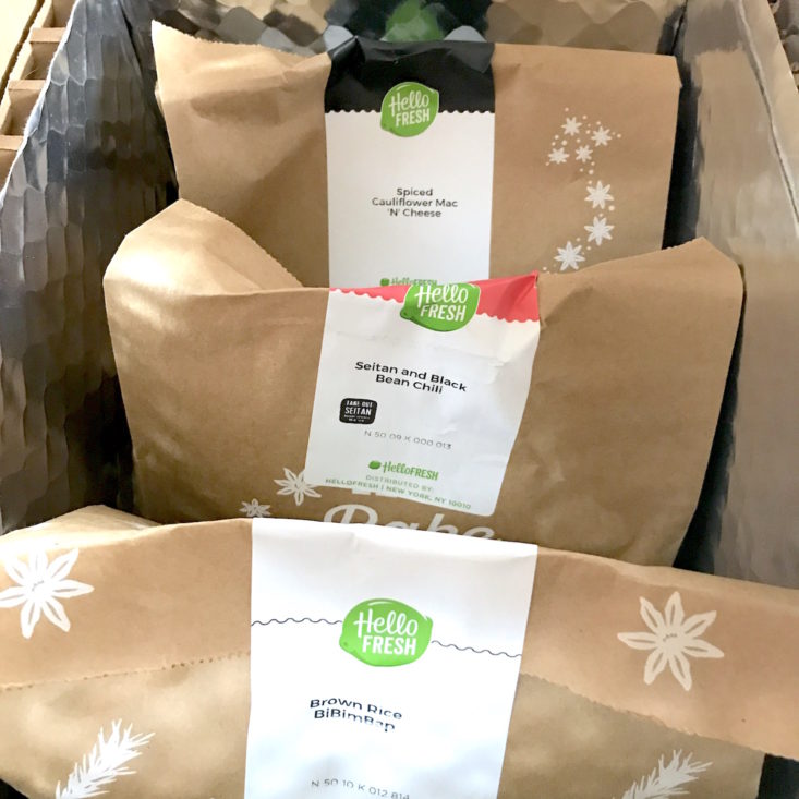 Hello Fresh December - all bags close up