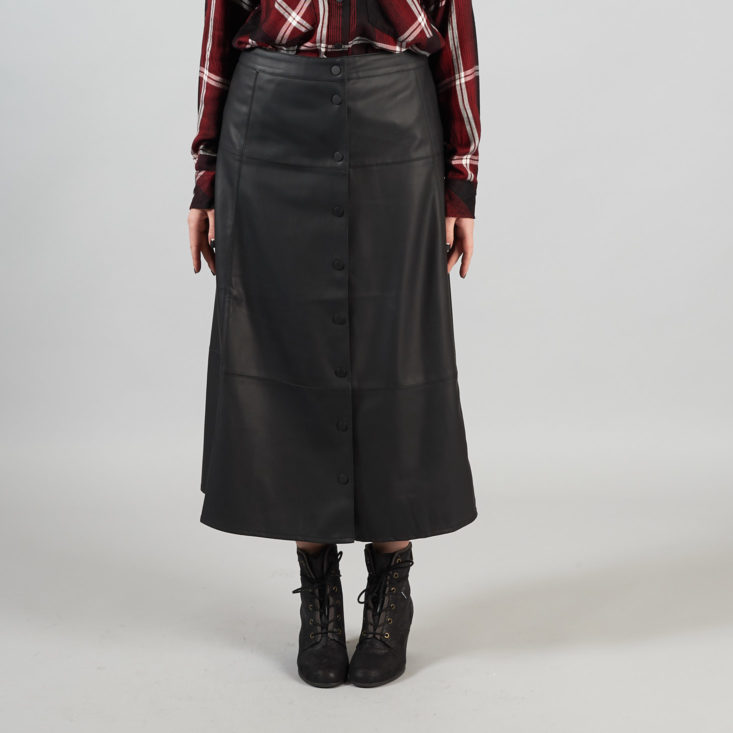 black skirt on model