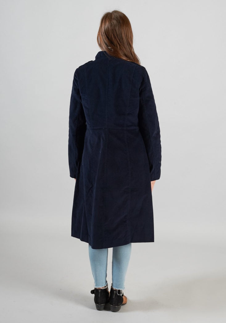 Back of Navy Blue Peacoat on model