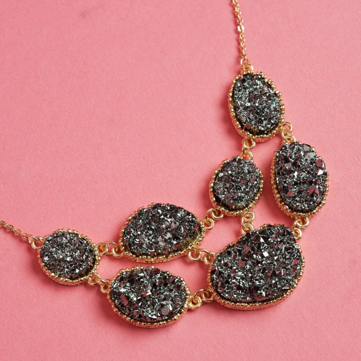 Here's a close up of the druzy style bib necklace from nadine west