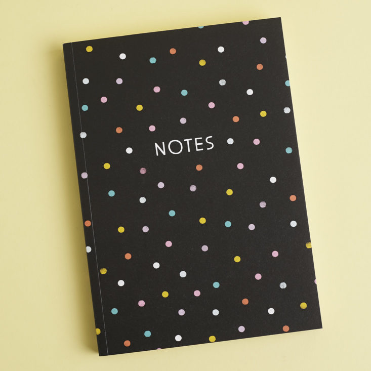 "Notes" polka dot notebook