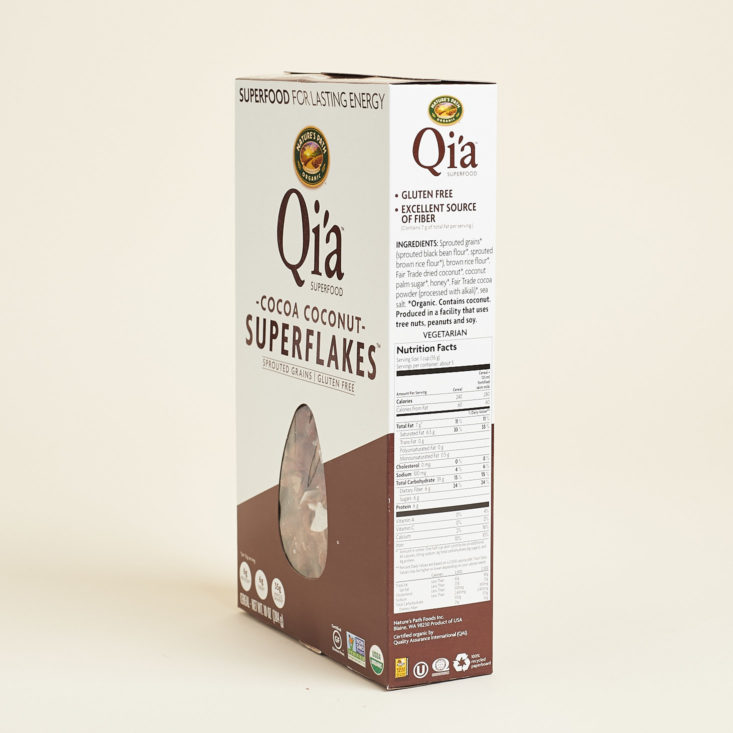 Nature's Path Qi'a Cocoa Coconut Superflakes nutrition info
