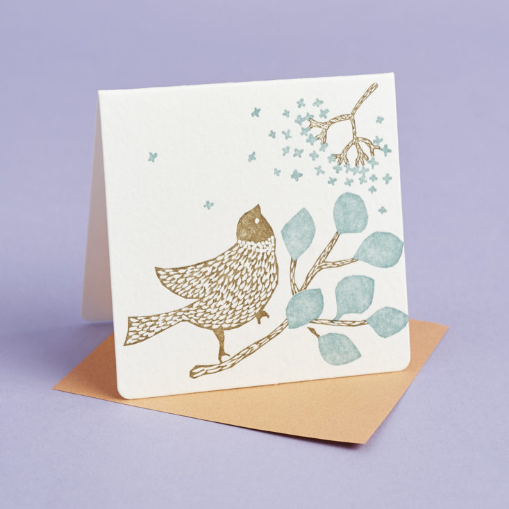 bird on branch letterpress card