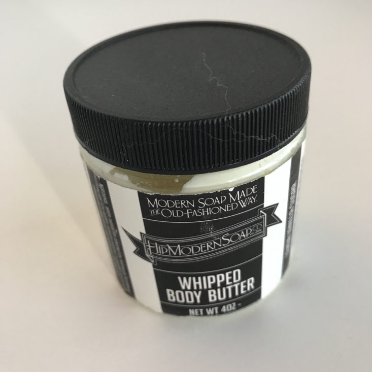 Whipped Body Butter jar closed showing label