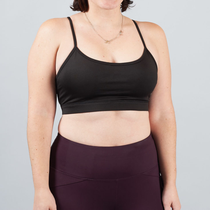 black bra sports bra on a model from the front