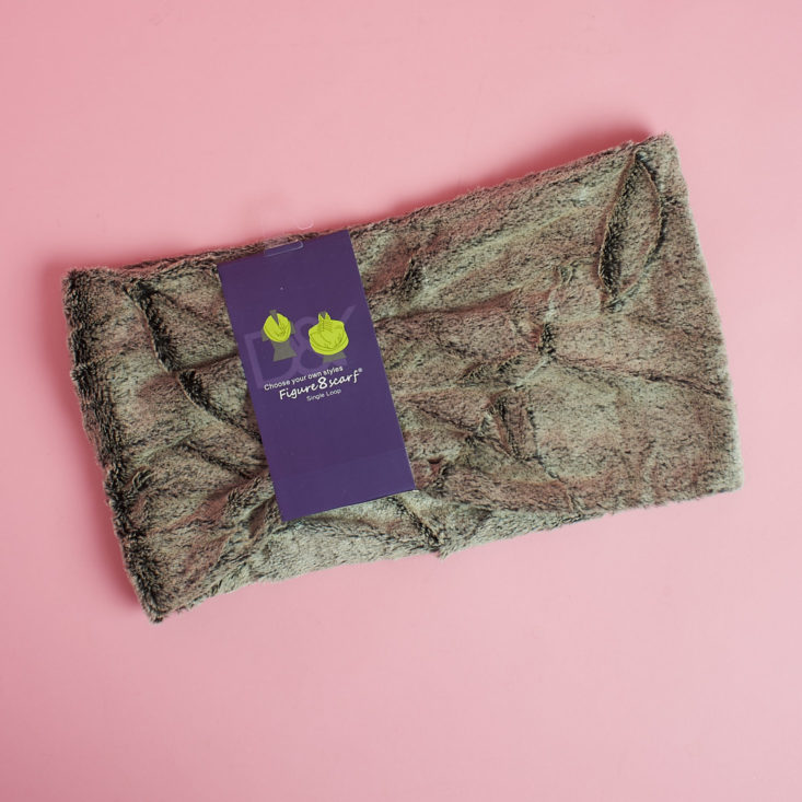 brownish furry circle scarf in package