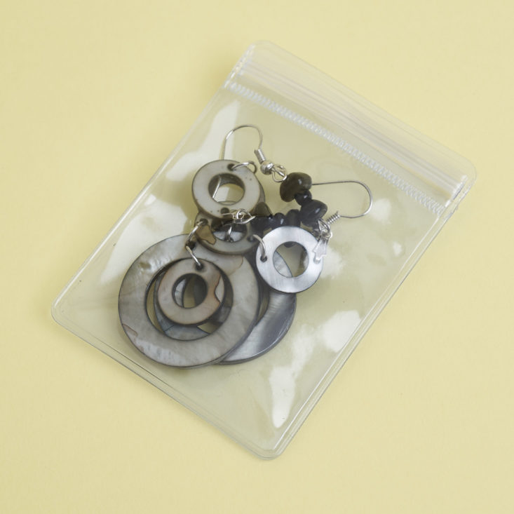 earrings in resealable pouch