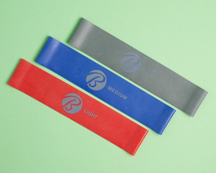three colors of resistance bands