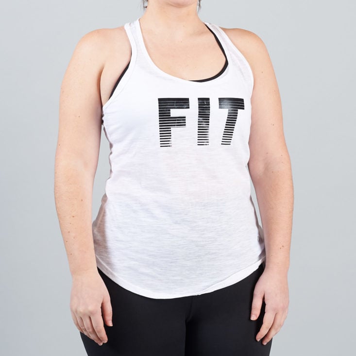 white tank top with fit logo