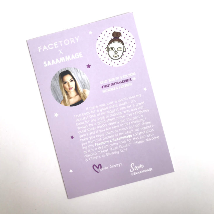 Facetory Seven Lux Box January 2018 - Facetory and Saaammage