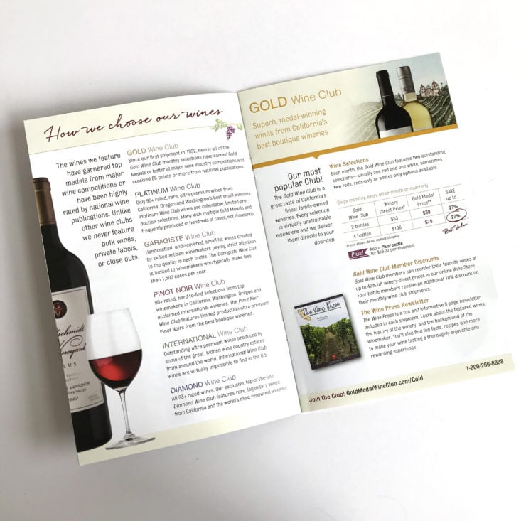 Gold Medal Wine Club Box December 2017 - Welcome Booklet 3