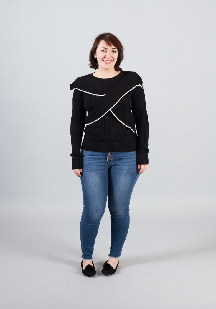 black ruffle trim sweater