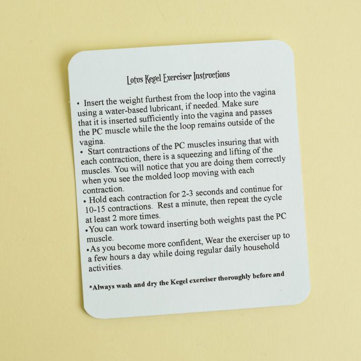info card for the lotus flower kegel exercise balls
