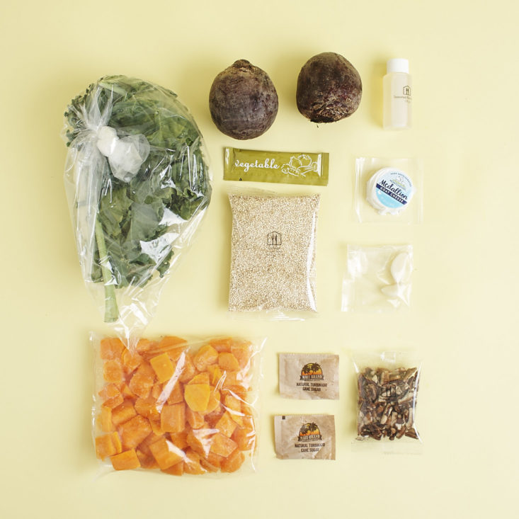 ingredients for home chef beet and squash bowl