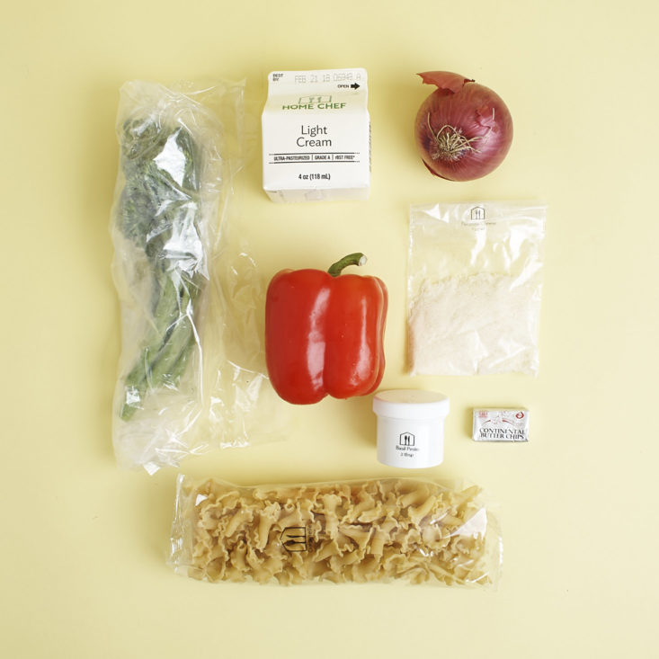 ingredients for home chef pasta dish