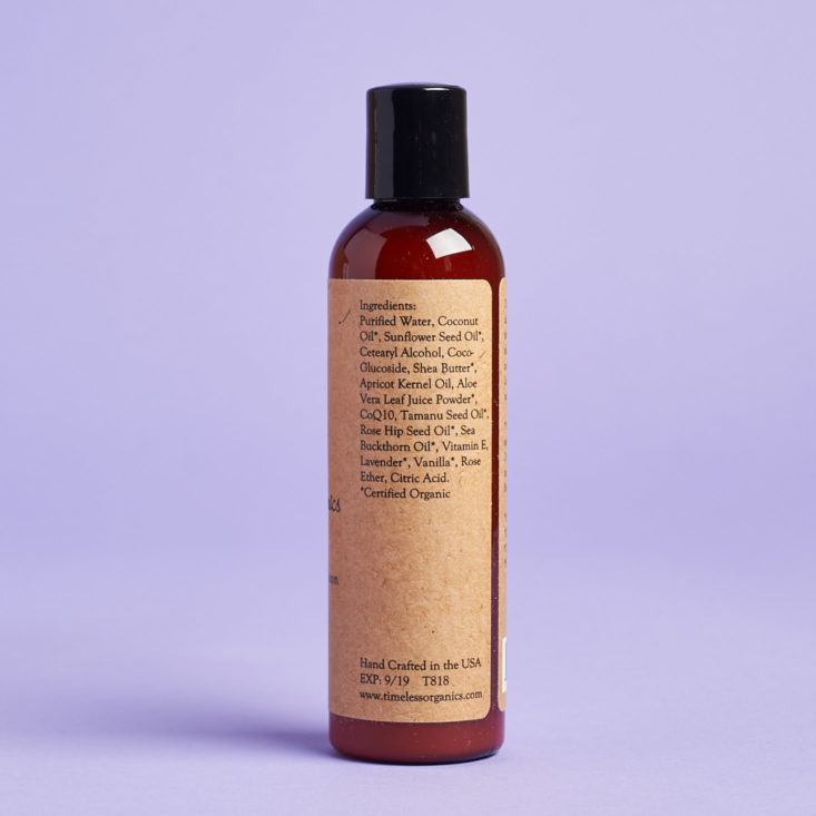 label on natural lotion