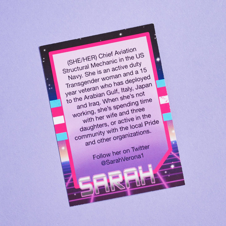 Reverse of trading card