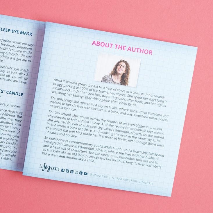 author information in booklet