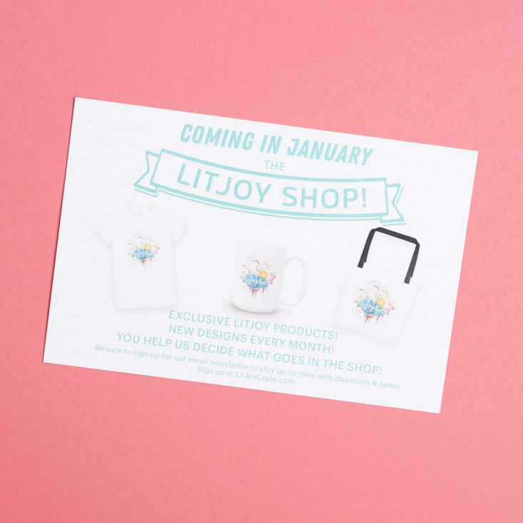 promotional card for litjoy shop