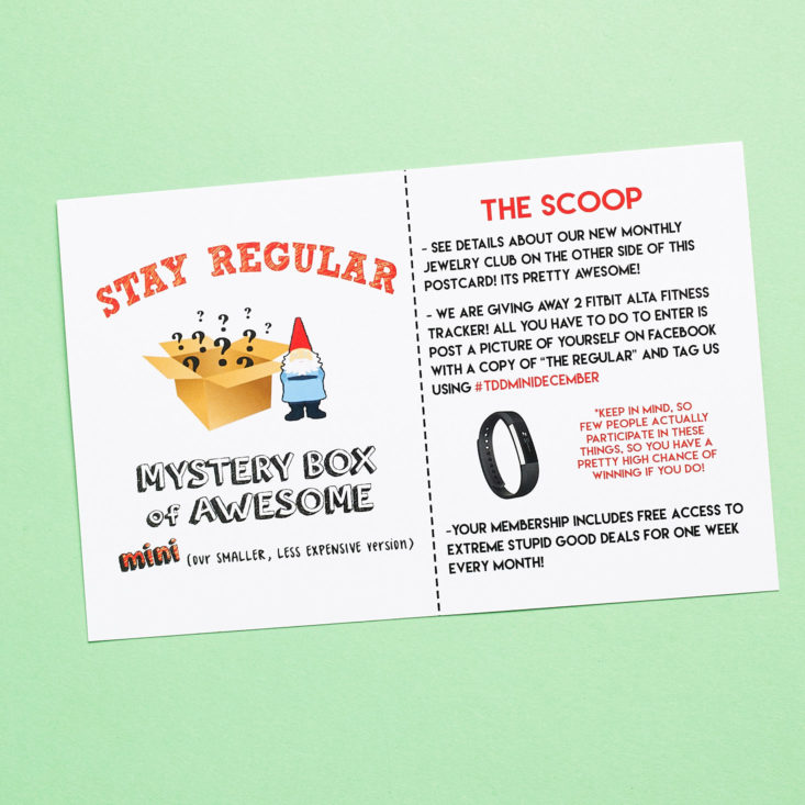 monthly mystery info card