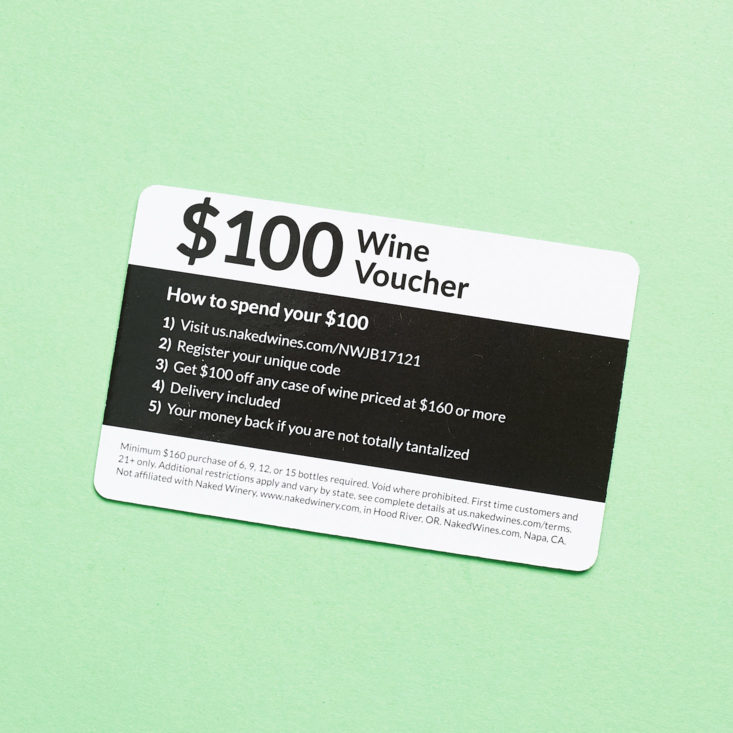 wine voucher card