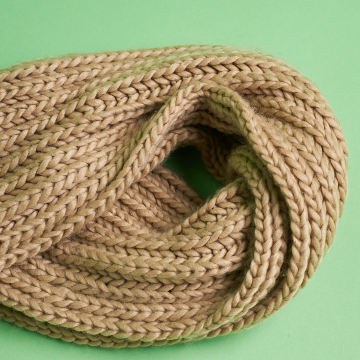 up close on tan scarf