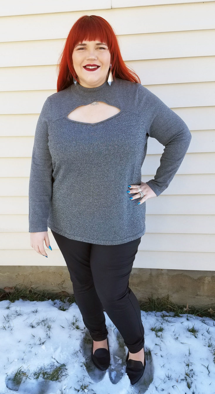 Grey Peekaboo Cutout Sweater by Michele Studio Size 3x