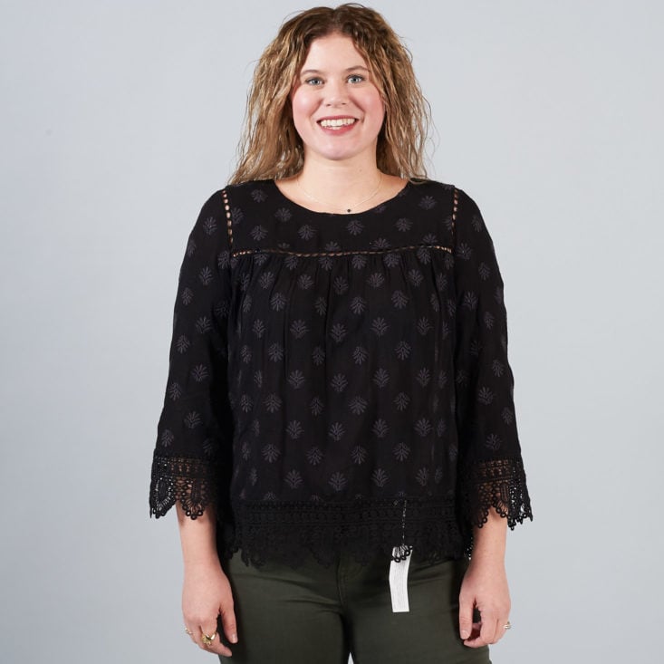 StitchFix Box January 2018 - Tessi Embroidered Bell Sleeve Top 2