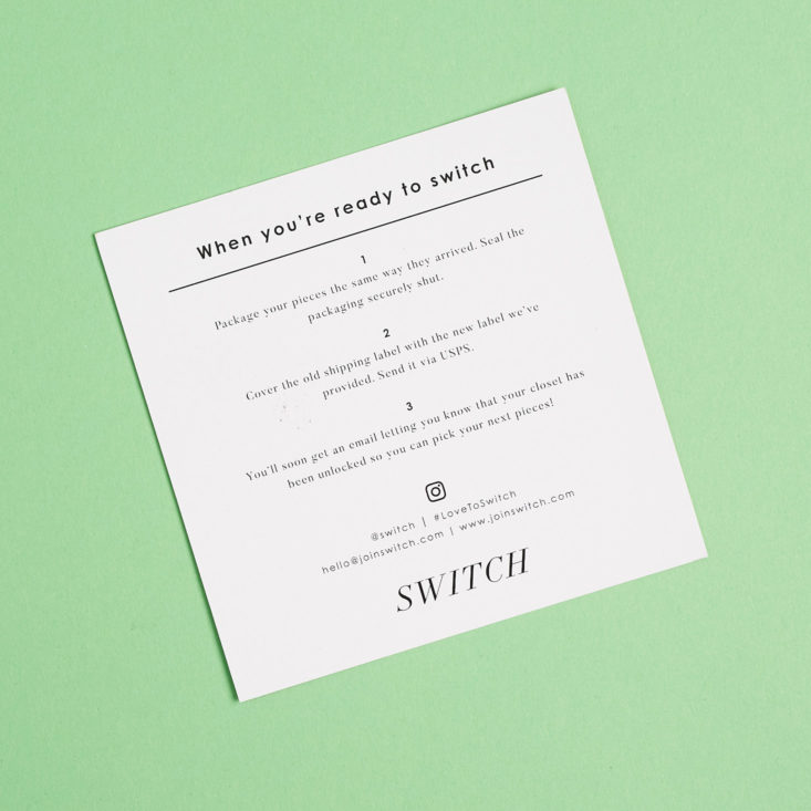 switch info card details