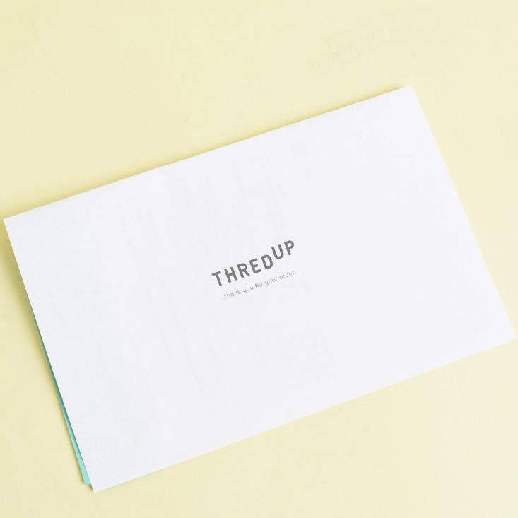 ThredUP Box January 2018 Information Card