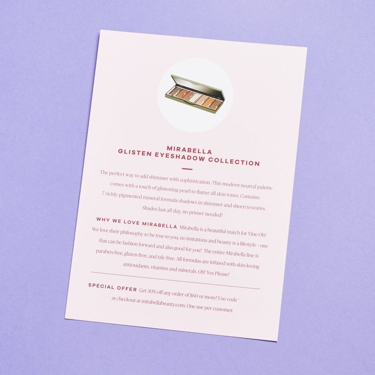 vineoh makeup palette information card