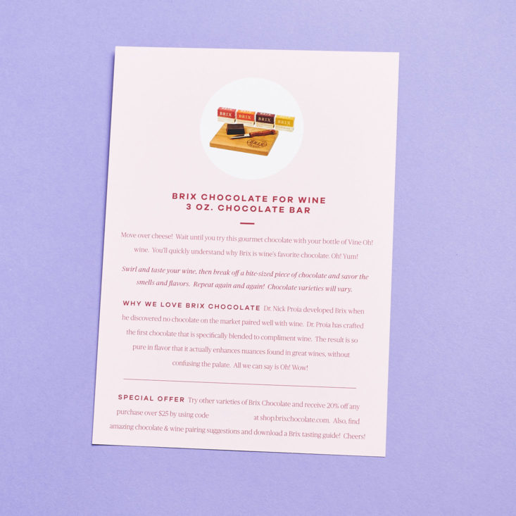vine oh chocolate card