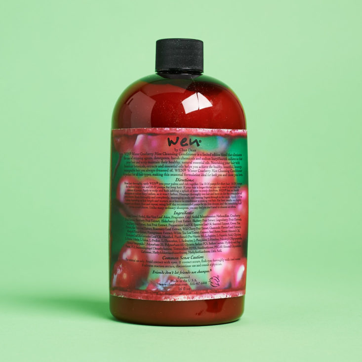 back of Wen Winter Cranberry Cleansing Conditioner